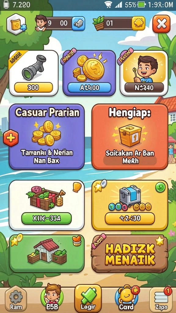 Tampilan awal permainan yang menarik dan informatif.
