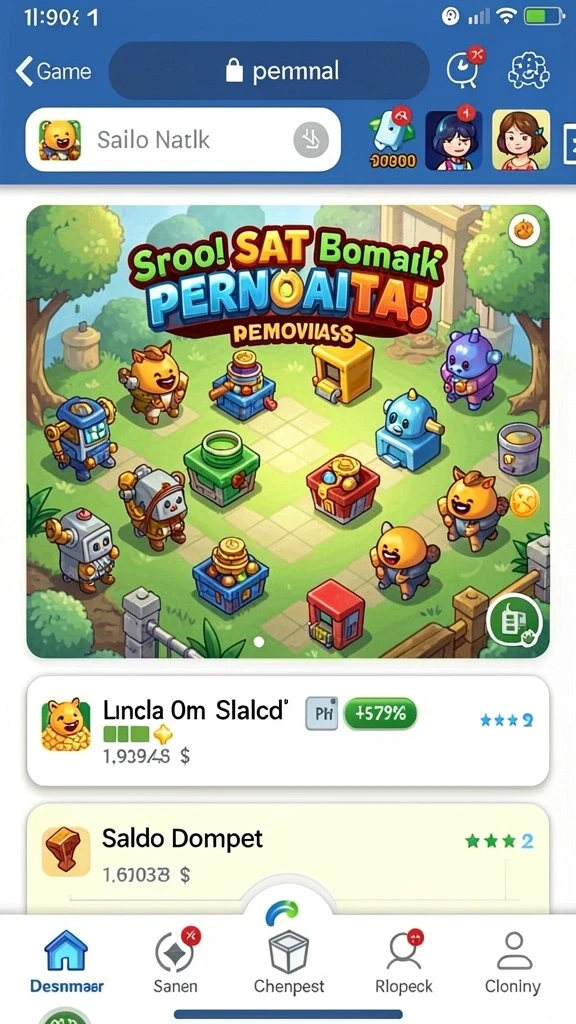 Skrin utama aplikasi WINSTAR4D dengan permainan yang menarik.